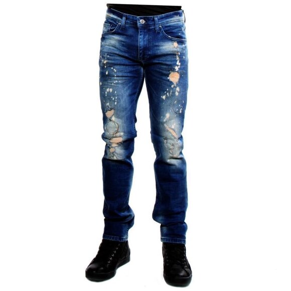 New Distressed Salvatore Galliano Jeans Men Blue Size 38/32 - Picture 1 of 4